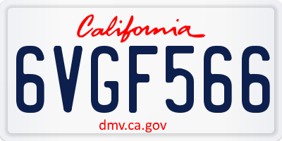 CA license plate 6VGF566