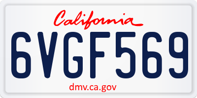 CA license plate 6VGF569