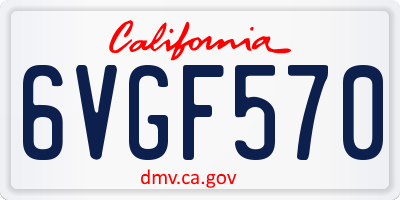 CA license plate 6VGF570