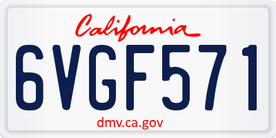 CA license plate 6VGF571