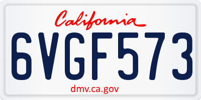 CA license plate 6VGF573