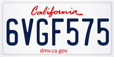 CA license plate 6VGF575