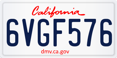 CA license plate 6VGF576