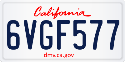 CA license plate 6VGF577