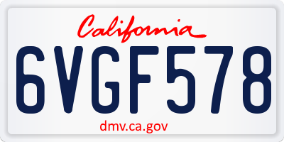 CA license plate 6VGF578