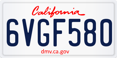 CA license plate 6VGF580
