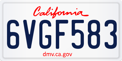 CA license plate 6VGF583
