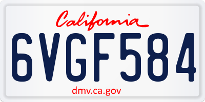 CA license plate 6VGF584