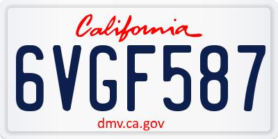 CA license plate 6VGF587