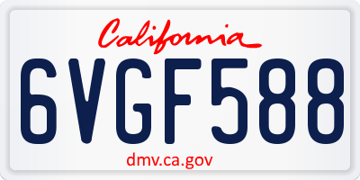 CA license plate 6VGF588