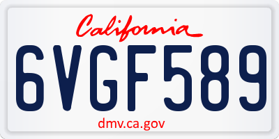 CA license plate 6VGF589