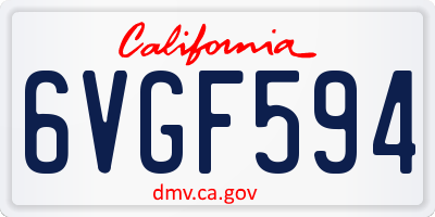 CA license plate 6VGF594