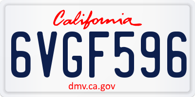 CA license plate 6VGF596