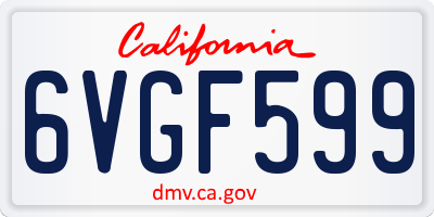 CA license plate 6VGF599