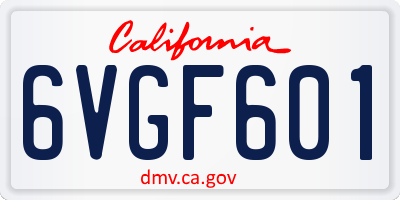 CA license plate 6VGF601