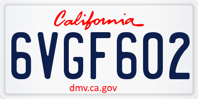 CA license plate 6VGF602