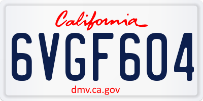 CA license plate 6VGF604