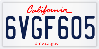 CA license plate 6VGF605