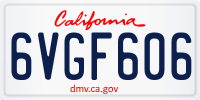 CA license plate 6VGF606