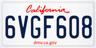 CA license plate 6VGF608