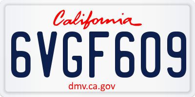 CA license plate 6VGF609