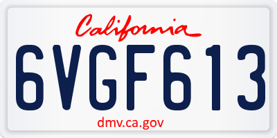 CA license plate 6VGF613