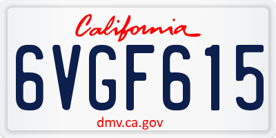 CA license plate 6VGF615