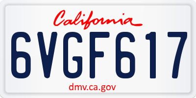CA license plate 6VGF617