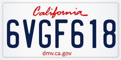 CA license plate 6VGF618