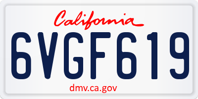 CA license plate 6VGF619