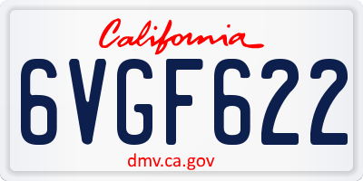 CA license plate 6VGF622