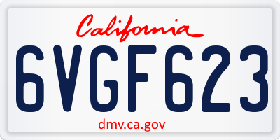 CA license plate 6VGF623
