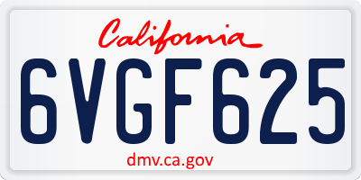 CA license plate 6VGF625