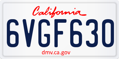 CA license plate 6VGF630