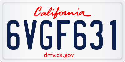 CA license plate 6VGF631