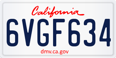 CA license plate 6VGF634