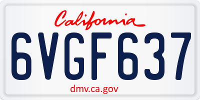 CA license plate 6VGF637