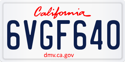 CA license plate 6VGF640
