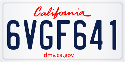 CA license plate 6VGF641