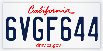 CA license plate 6VGF644