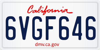 CA license plate 6VGF646