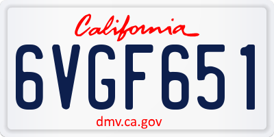 CA license plate 6VGF651