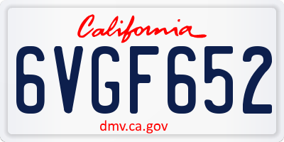 CA license plate 6VGF652