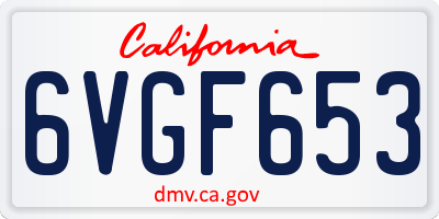 CA license plate 6VGF653
