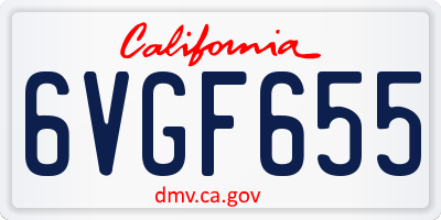 CA license plate 6VGF655