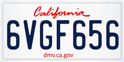 CA license plate 6VGF656