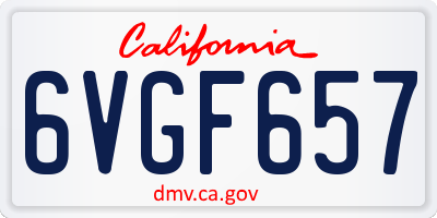CA license plate 6VGF657