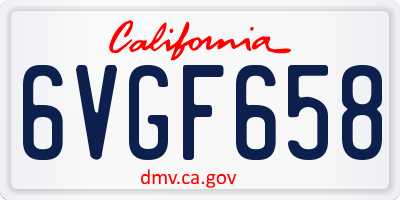 CA license plate 6VGF658