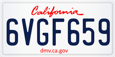 CA license plate 6VGF659