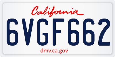 CA license plate 6VGF662
